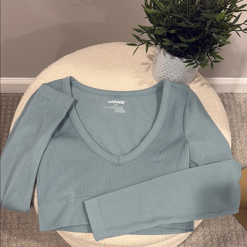 Garage Green Fitted Cropped Long Sleeve